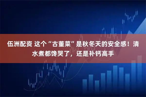伍洲配资 这个“古董菜”是秋冬天的安全感！清水煮都馋哭了，还是补钙高手